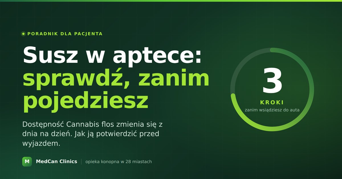 Susz Cannabis flos w aptece — trzy kroki sprawdzenia dostępności przed wyjazdem